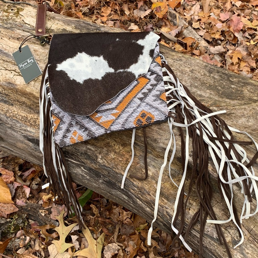 Boho Western Tapestry Cowhide Purse
